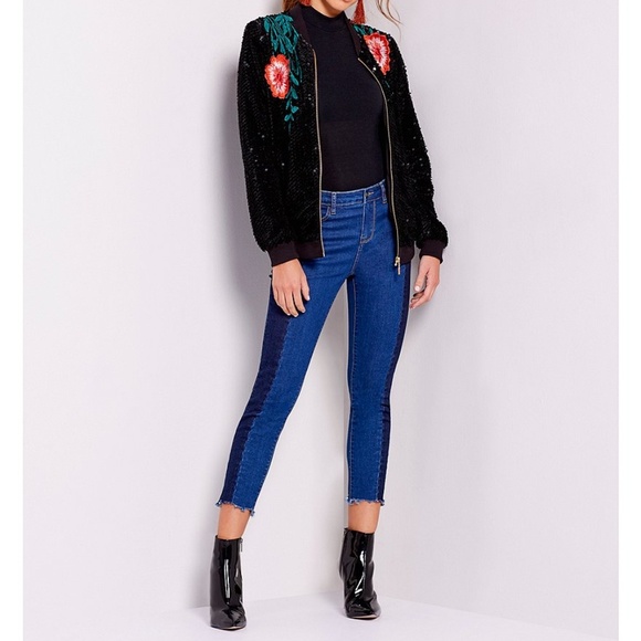 Gianni Bini Embroidered Sequin Bomber Jacket NEW - Picture 2 of 4